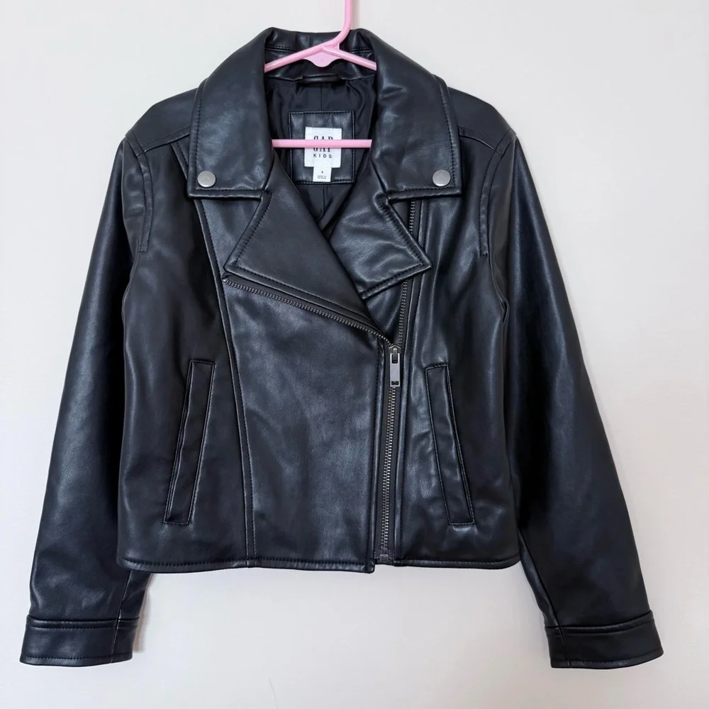 GAP Kids Girl Moto Faux Leather Jacket size small - Picture 2 of 10
